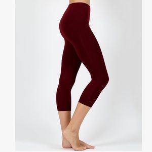 Dark Burgundy High-Waist Crop Leggings, S/M